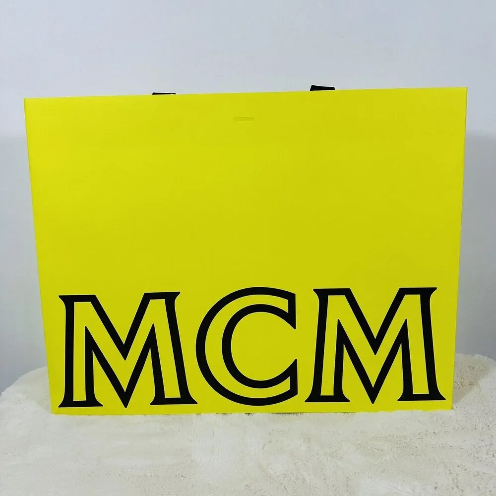 MCM 21”X16”X8” Authentic Yellow Shopping Paper Bag Gift Tote Extra Large